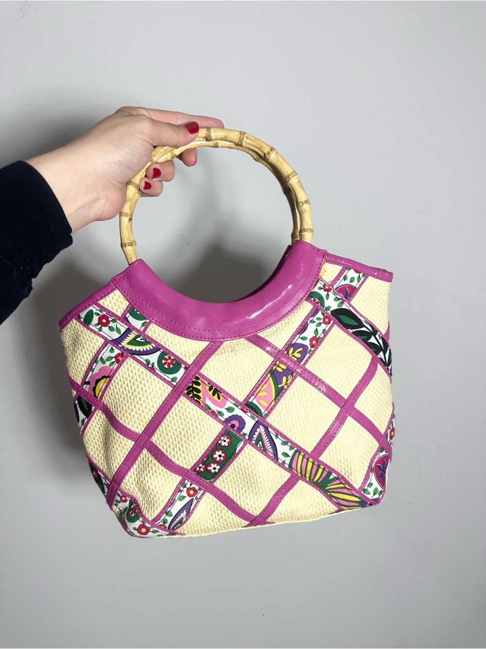 Vera Bradley Summer Viva Straw Bamboo Handbag